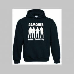 Ramones čierna mikina s kapucou stiahnutelnou šnúrkami a klokankovým vreckom vpredu